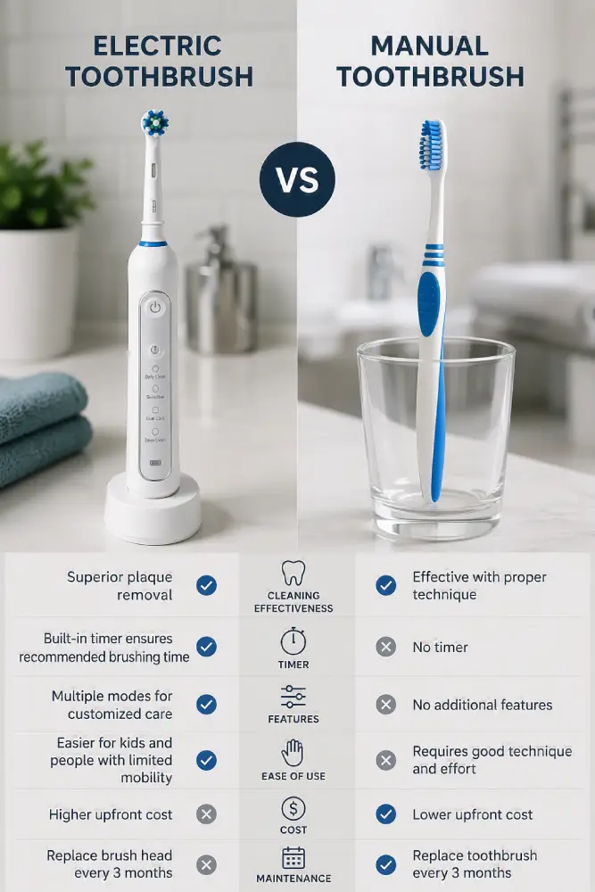 Electric vs manual toothbrush comparison
