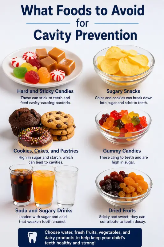 Cavity prevention for children — limiting sugary snacks and sipped sweet drinks