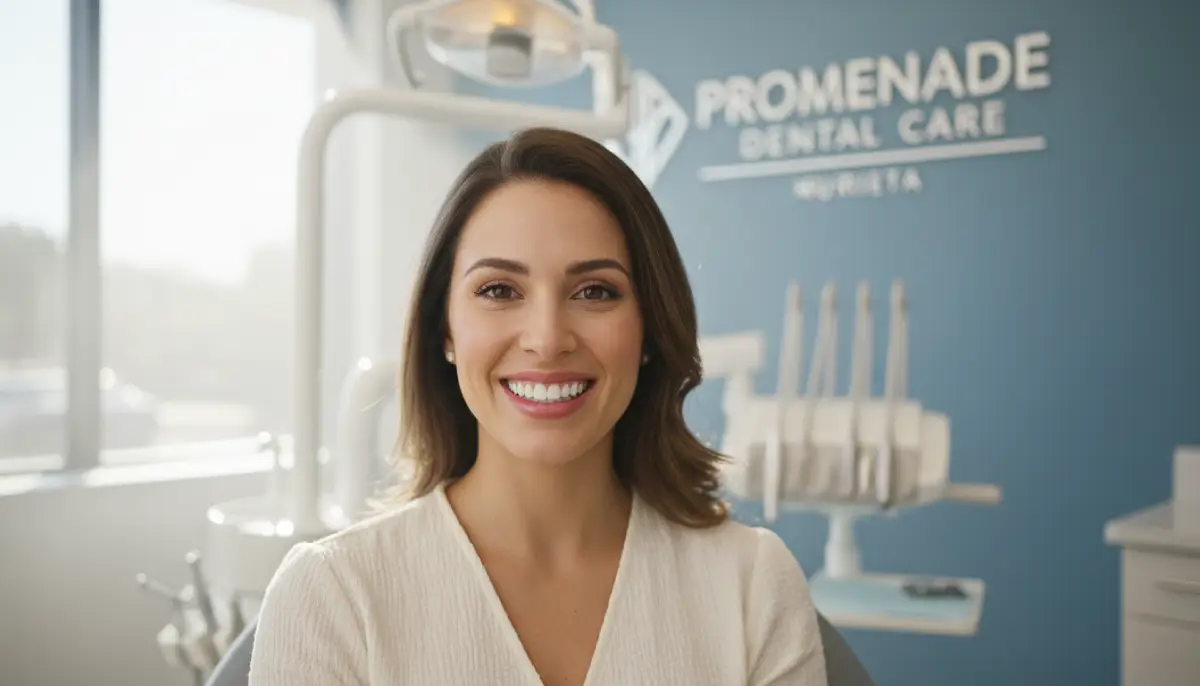 Woman smiling after receiving Murrieta dental veneers at Promenade Dental Care