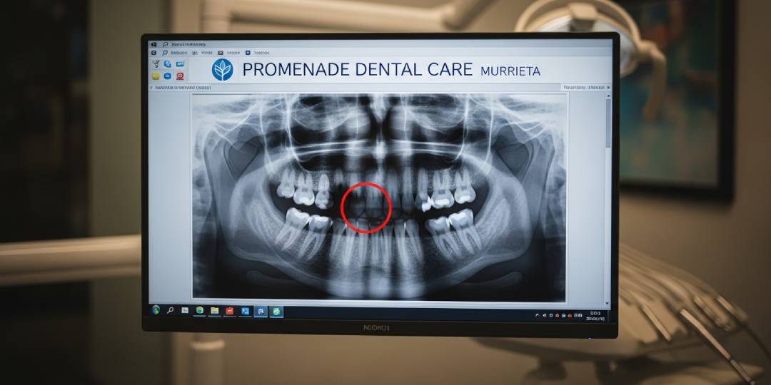 Digital dental X-ray at Promenade Dental Care Murrieta showing early decay between teeth