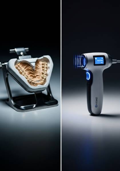 Traditional impression tray compared with CEREC digital scanning for one visit crowns in Murrieta