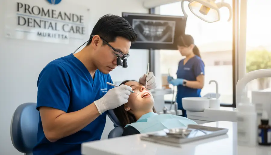 Dr. Bao Nguyen bonding a porcelain veneer for a Murrieta dental veneers patient