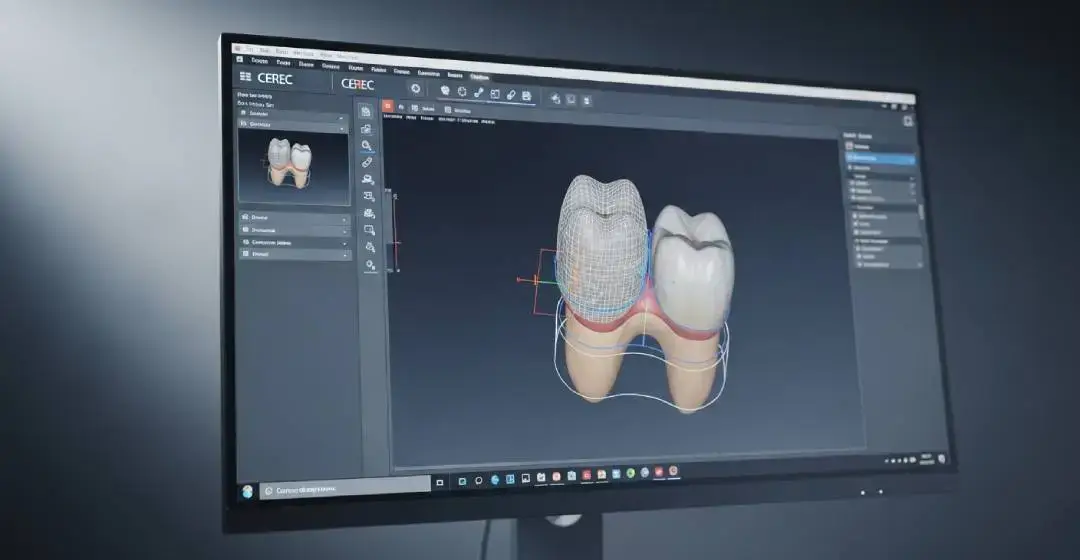 CEREC CAD design on screen for Murrieta same day crowns at Promenade Dental Care