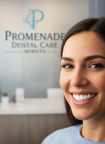 Patient smiling after receiving dental veneers at Promenade Dental Care Murrieta