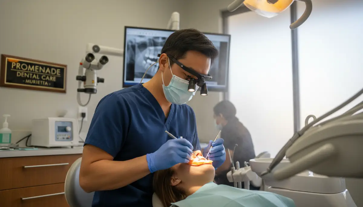Dr. Bao Nguyen performing root canal treatment at Promenade Dental Care in Murrieta