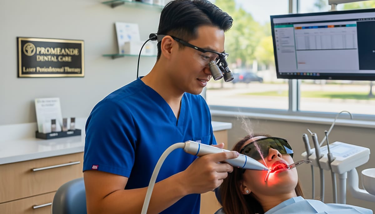 Laser treatment for gum disease at Promenade Dental Care in Murrieta