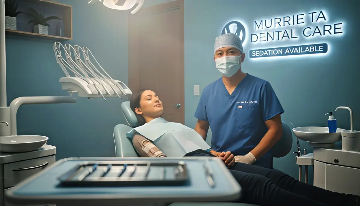 Calm patient in a dental chair during a gentle, sedation-available wisdom tooth extraction in Murrieta