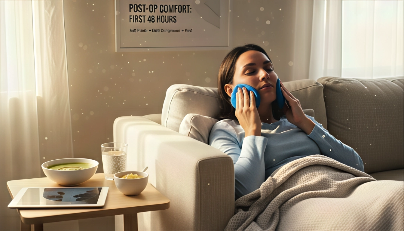 Soft foods, cold compresses, and rest make the first 48 hours after a wisdom tooth extraction far more comfortable.