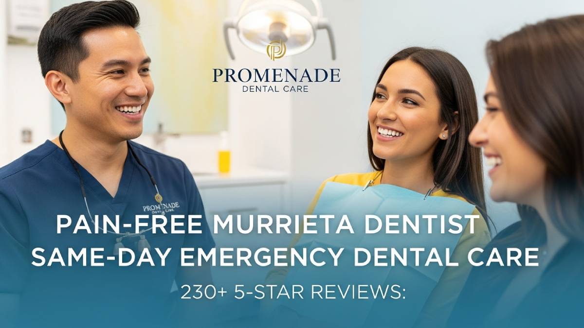 Smiling patient after an anxiety-free dental visit at Promenade Dental Care in Murrieta