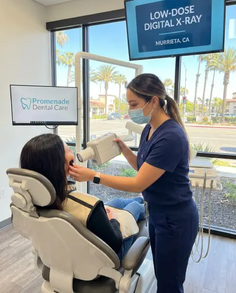 Patient having a safe, low-radiation digital dental X-ray in Murrieta