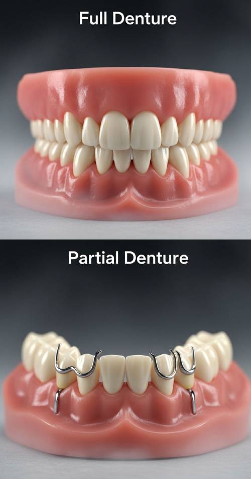 Custom full denture and partial denture fabricated at Promenade Dental Care in Murrieta