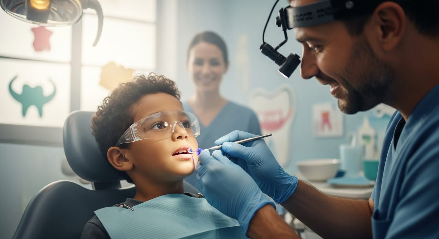 Child receiving dental sealants at Promenade Dental Care in Murrieta
