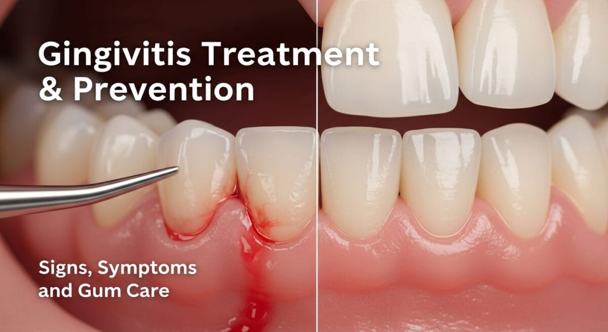Gingivitis treatment in Murrieta: inflamed, bleeding gums beside healthy pink gums, from the office of Dr. Bao Nguyen, DDS