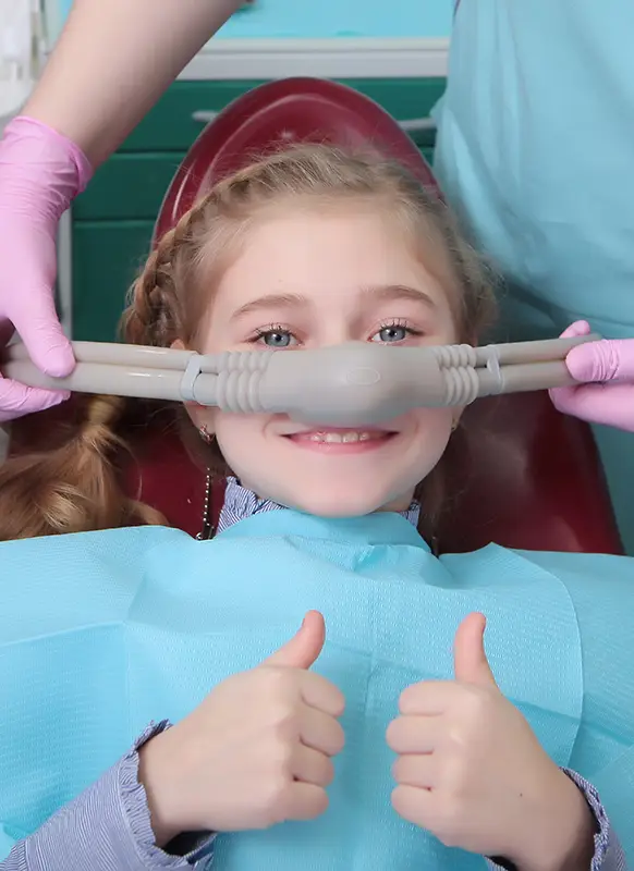 Comfortable nitrous oxide nose mask used for gentle dental sedation in Murrieta