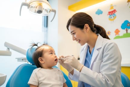 one year old kid at dentist