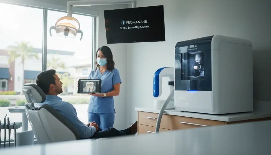 CEREC same-day crown technology in the operatory at Promenade Dental Care Murrieta