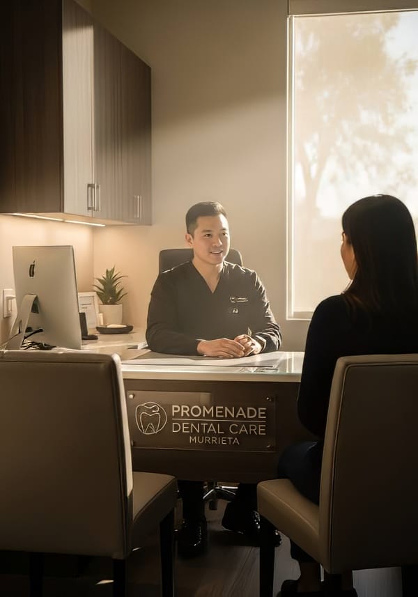 Consultation room at Promenade Dental Care Murrieta where anxious patients start with a conversation