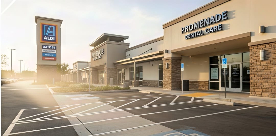 Promenade Dental Care entrance on Date Street in Murrieta — what anxious patients see when they arrive