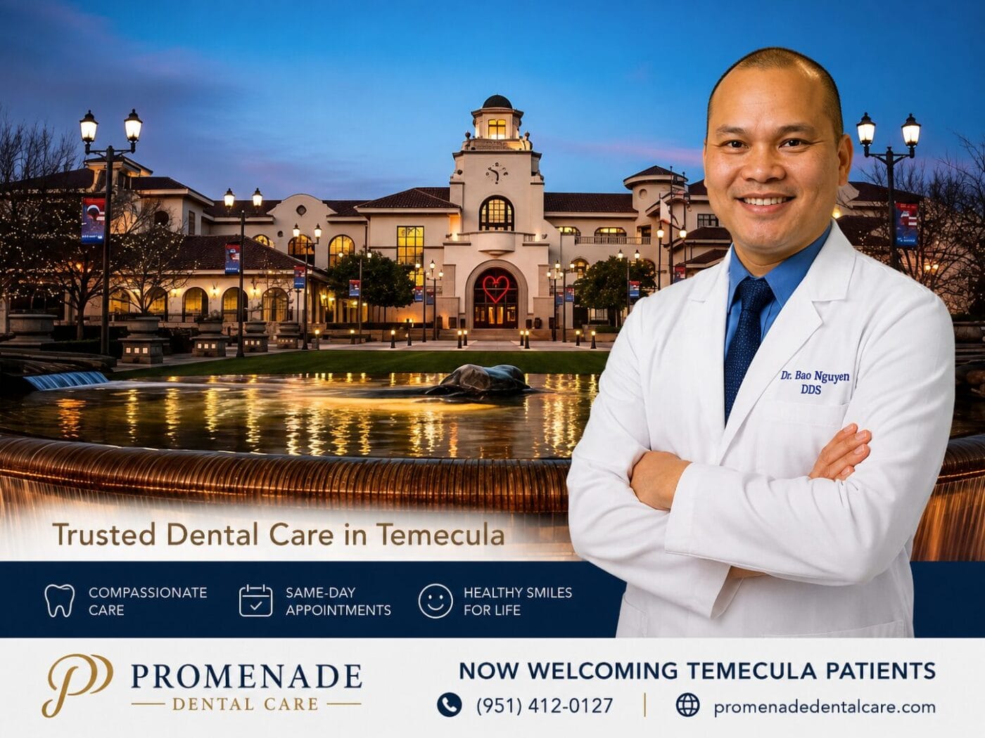 Temecula dentist near me: Promenade Dental Care in Murrieta, 8 minutes from Old Town Temecula