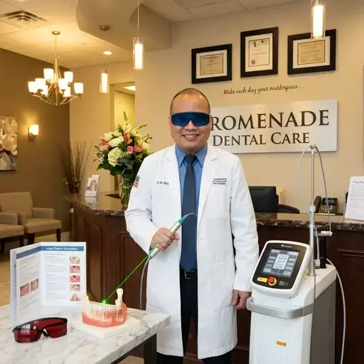 Dental laser used for gum therapy after a deep cleaning at Promenade Dental Care in Murrieta, CA