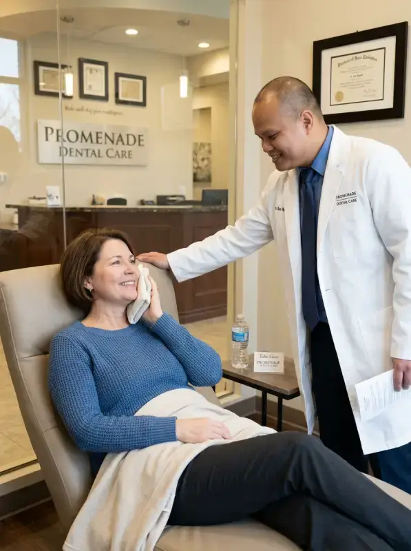 Patient recovering comfortably after a sinus lift procedure for dental implants in Murrieta, CA