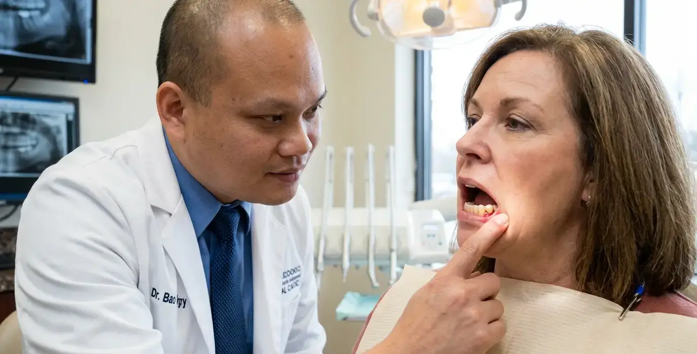Patient points to a sore crowned molar