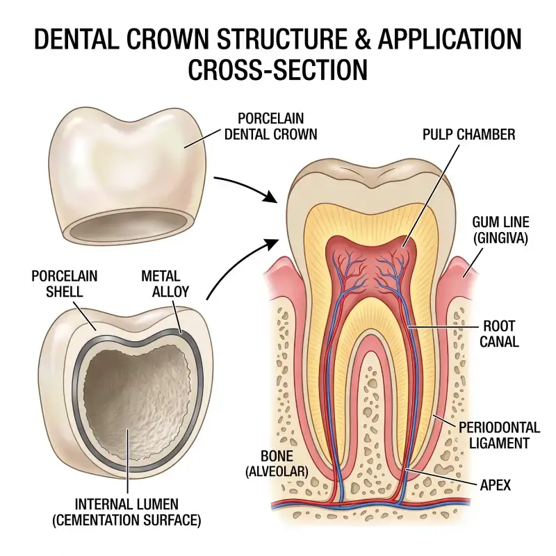 what does the inside of a dental crown look like?